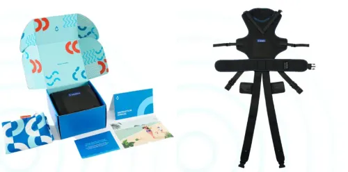 Aquaroo baby carrier packaging and Aquaroo Baby Carrier fully extended